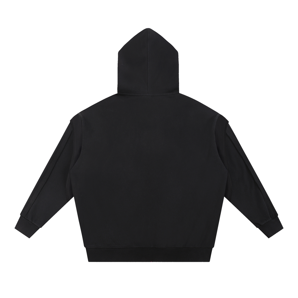 RELENTLESS Contrast Tape Raw Edge Double Layered Zip Hoodie