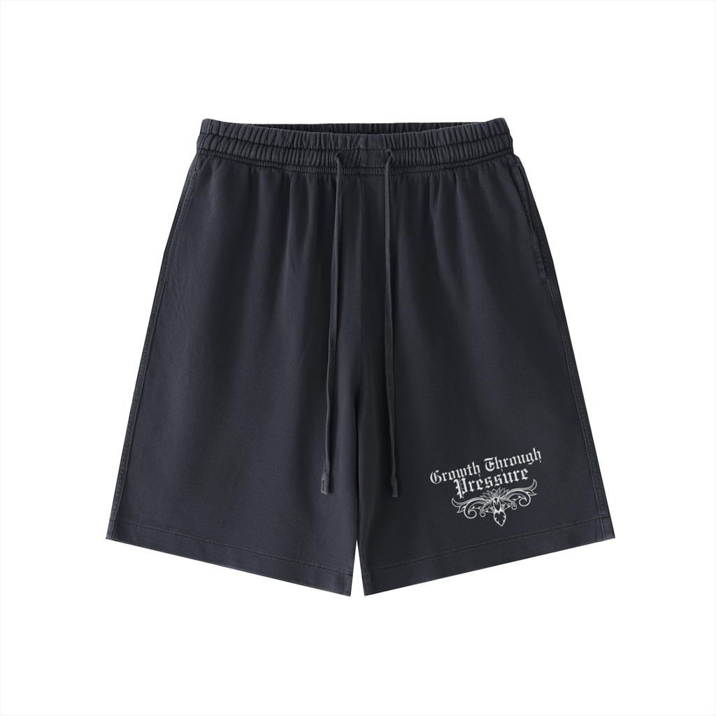 Vintage Wash GROWTH THROUGH PRESSURE Cotton Shorts
